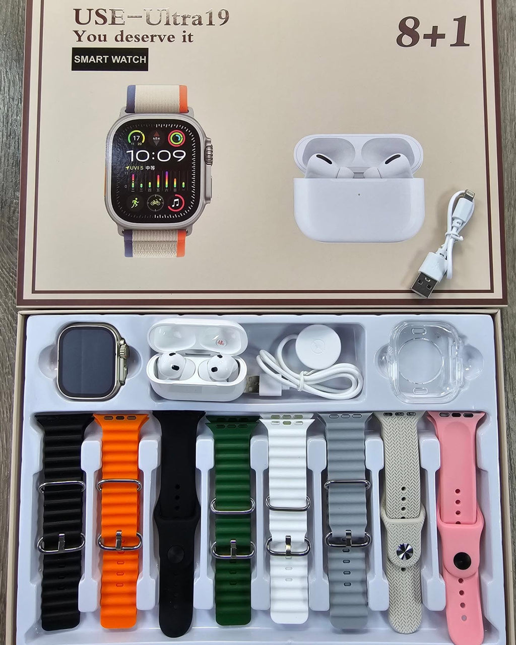 Smartwatch Ultra 19 Kit Completo 8 en 1 - Rendimiento, Estilo y Funcionalidad en un Solo Reloj