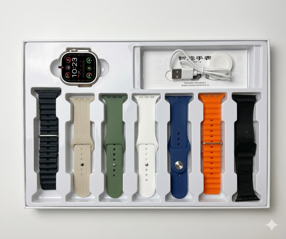 Smartwatch V55 Ultra Infinity + 7 Correas Diferentes- Tecnología Total en tu Muñeca