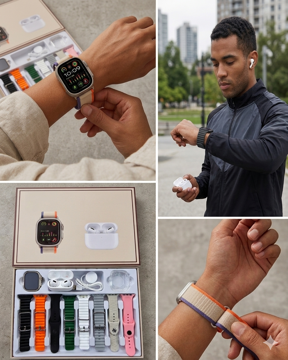 Smartwatch Ultra 19 Kit Completo 8 en 1 - Rendimiento, Estilo y Funcionalidad en un Solo Reloj