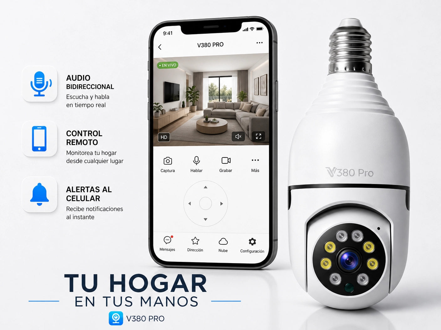 Cámara de Seguridad Bombilla 360° HD: Vigilancia Inteligente y Discreta