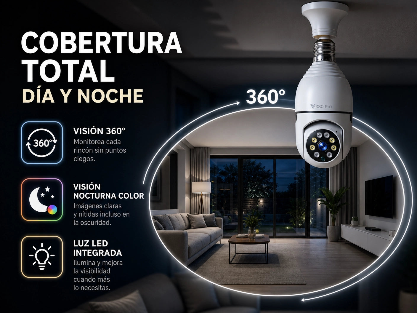 Cámara de Seguridad Bombilla 360° HD: Vigilancia Inteligente y Discreta
