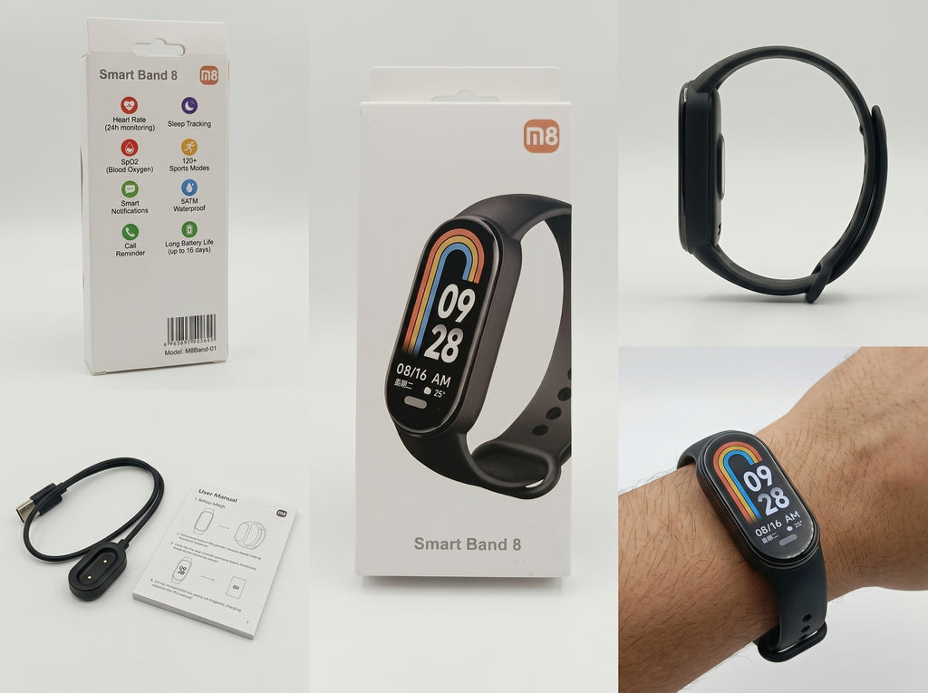 Smart Band M8 – Pulsera Inteligente Deportiva con Pantalla a Color, Monitoreo de Salud y Fitness – Compatible con iOS y Android